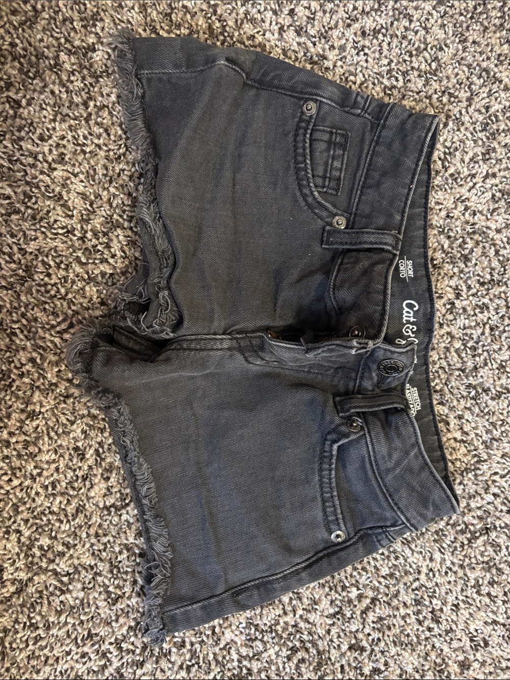 Cat & Jack Black Frayed Hem Denim Shorts